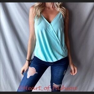 Mint Double Layer Surplice Relaxed Cami Top M